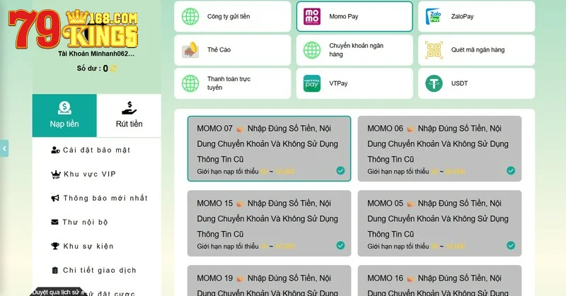 Giao dịch nhanh qua Momo