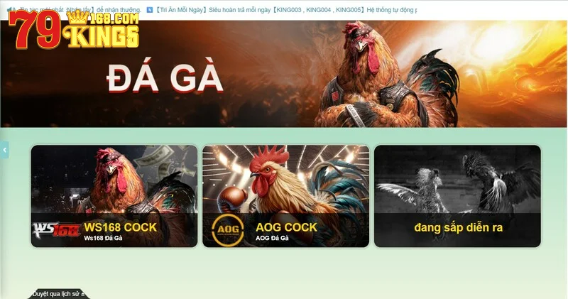 Giới thiệu sảnh Đá gà 79king